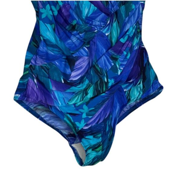 Miraclesuit Swimsuit 6 Women Blue One Piece Stretch Vacation Beach Summer Slims - Picture 3 of 7